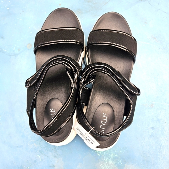 Stylus Black Platform Sandals Size 9 - Picture 11 of 16